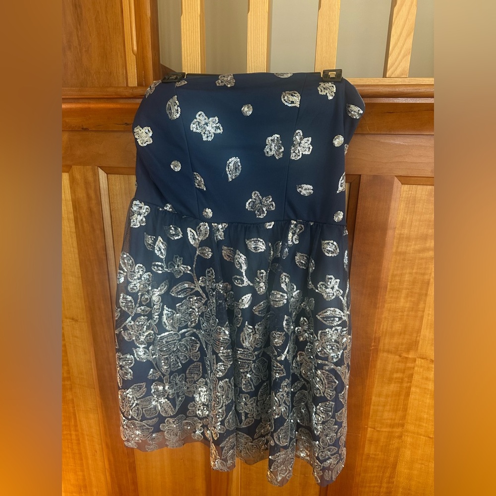 Camille La Vie Navy Dress with Silver Accents